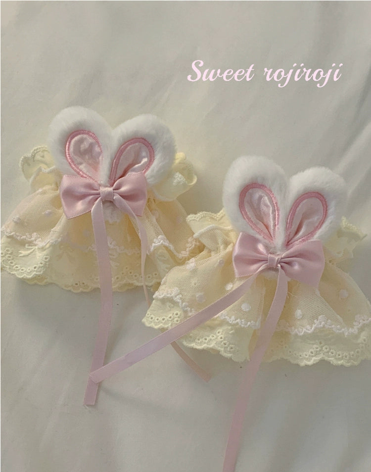 Roji roji~Cute Lolita Bunny Ears Cuffs Lace Summer Butterfly Hand Sleeves