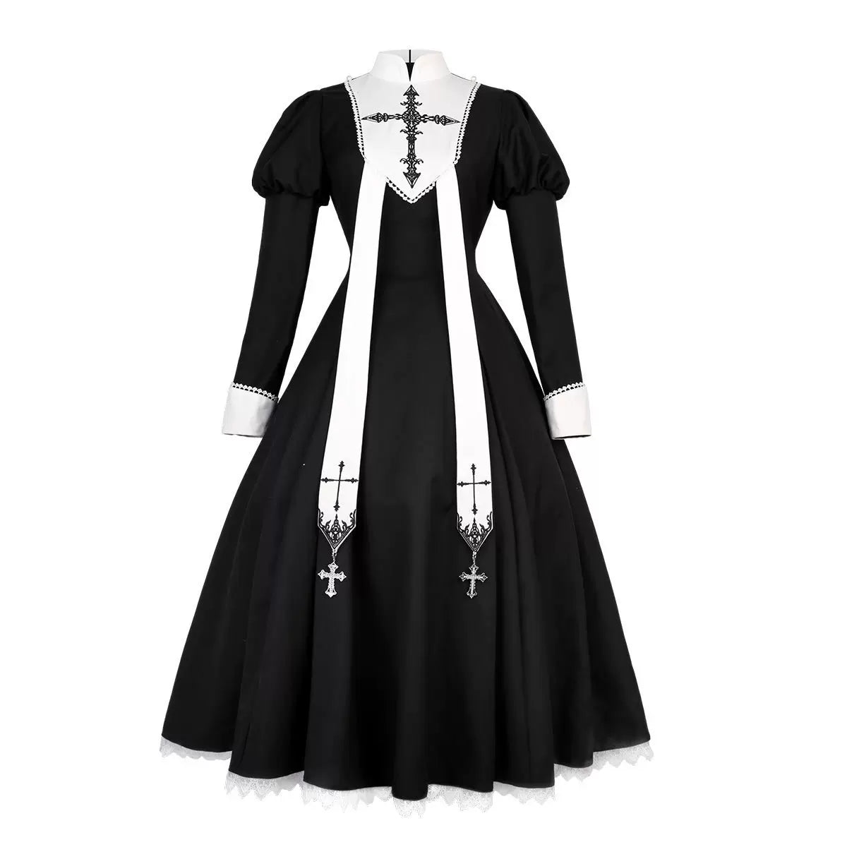 Halloween Gothic Lolita OP Dress & Cape, Cross Embroidery 45848:864781