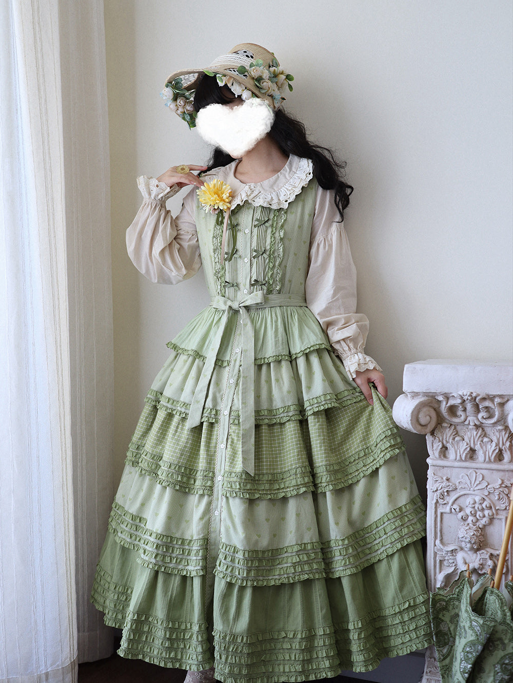 Miss Point~Garden Sunflower~Country Lolita JSK Five-Tiered Open Front Dress