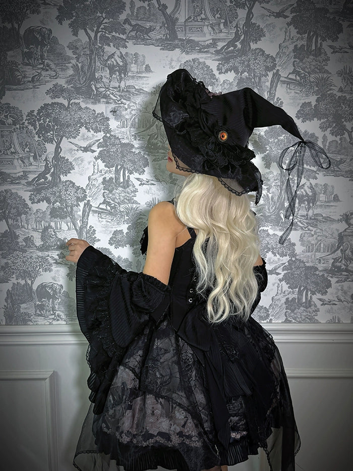 Alice Girl~Doll Mystery~Gothic Lolita Ruffled Sleeves Multi-Layer S Black 