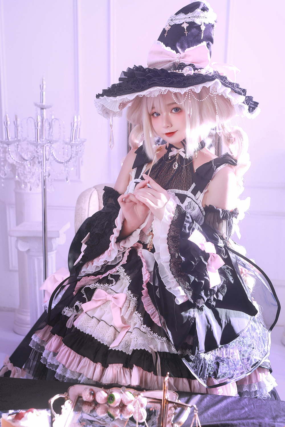 FelinaeCookieLolita~Witch Pawnshop~Gothic Lolita JSK Outfit with Cross Pearl Details