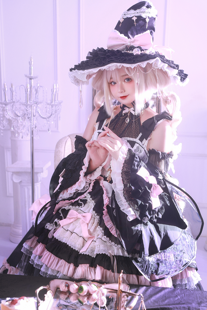 FelinaeCookieLolita~Witch Pawnshop~Gothic Lolita JSK Outfit with Cross Pearl Details