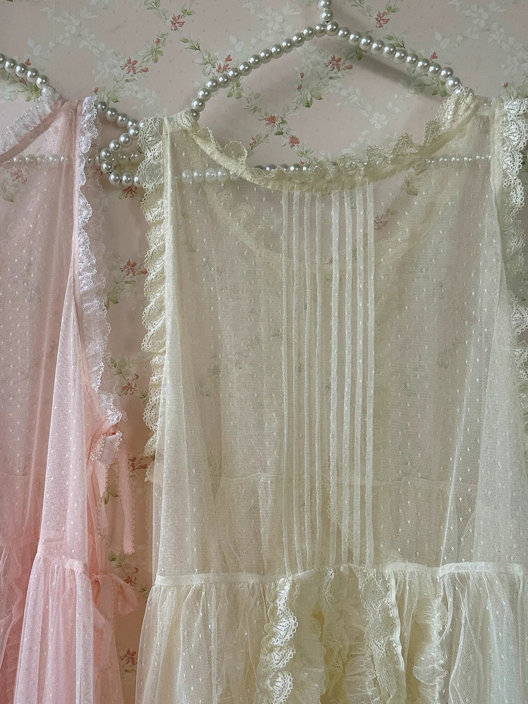 Sweet Dreamer~Blue Snowflake Summer~Country Lolita Tulle Overlay Polka Dots Over-Skirt [Pre-order] Ivory tulle overlay only (different lace trim) Free Size