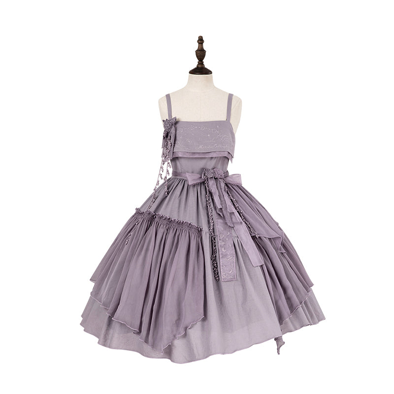 Nuit De Cellophane~Elegant Lolita JSK Dress Irregular Skirt Summer XS Purple JSK 