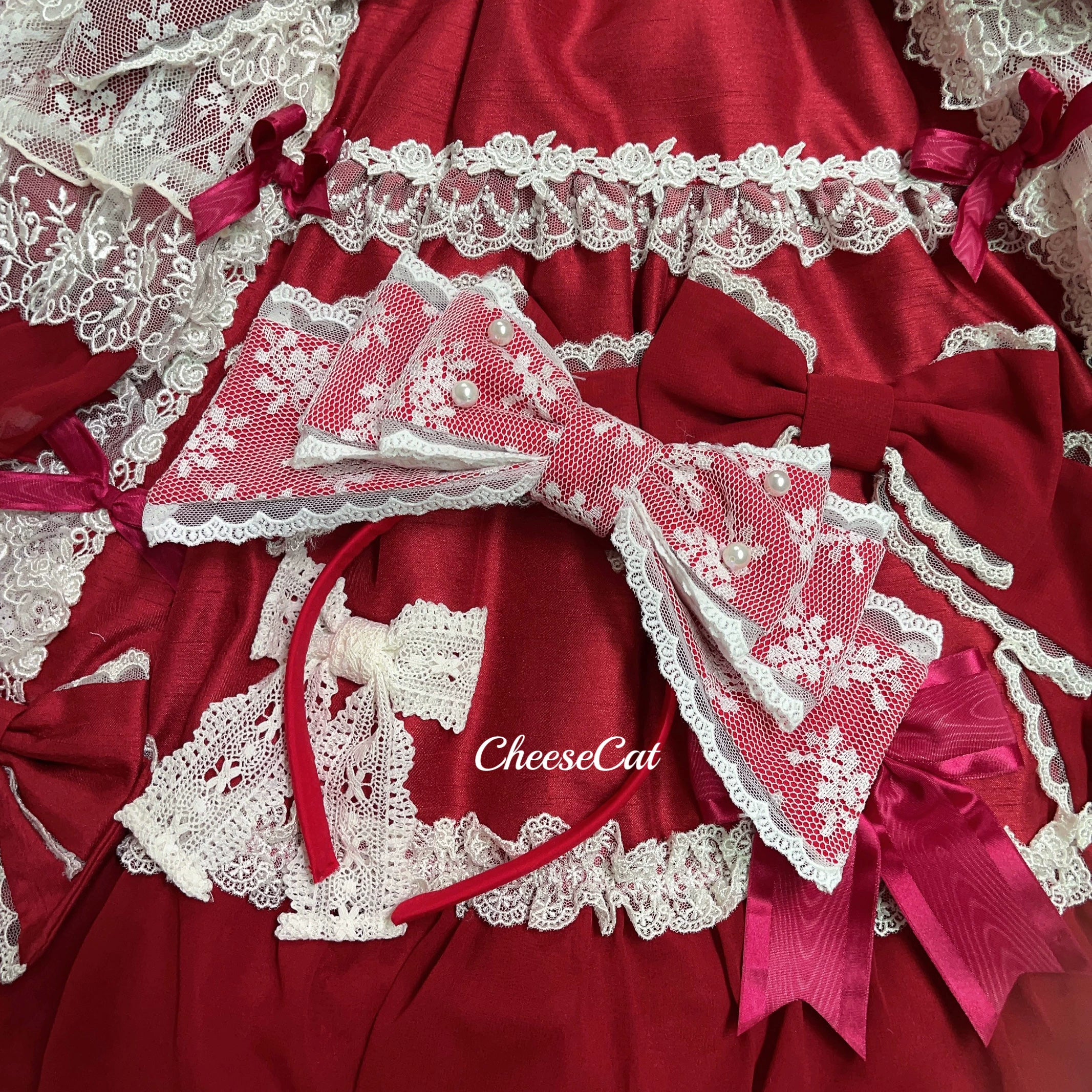 Cheese Cat - Sweet Lolita KC Lace Butterfly Lolita KC with Pearl