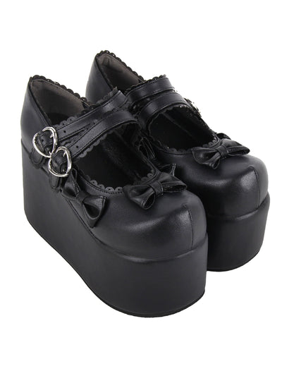 Pupujia~Angelic Imprint~Punk Lolita Shoes High Platform Shoes with Bow   