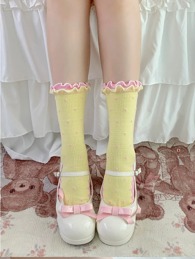 Roji Roji~Sweet Lolita Socks Cute Lolita Short Socks With Polka Dot   