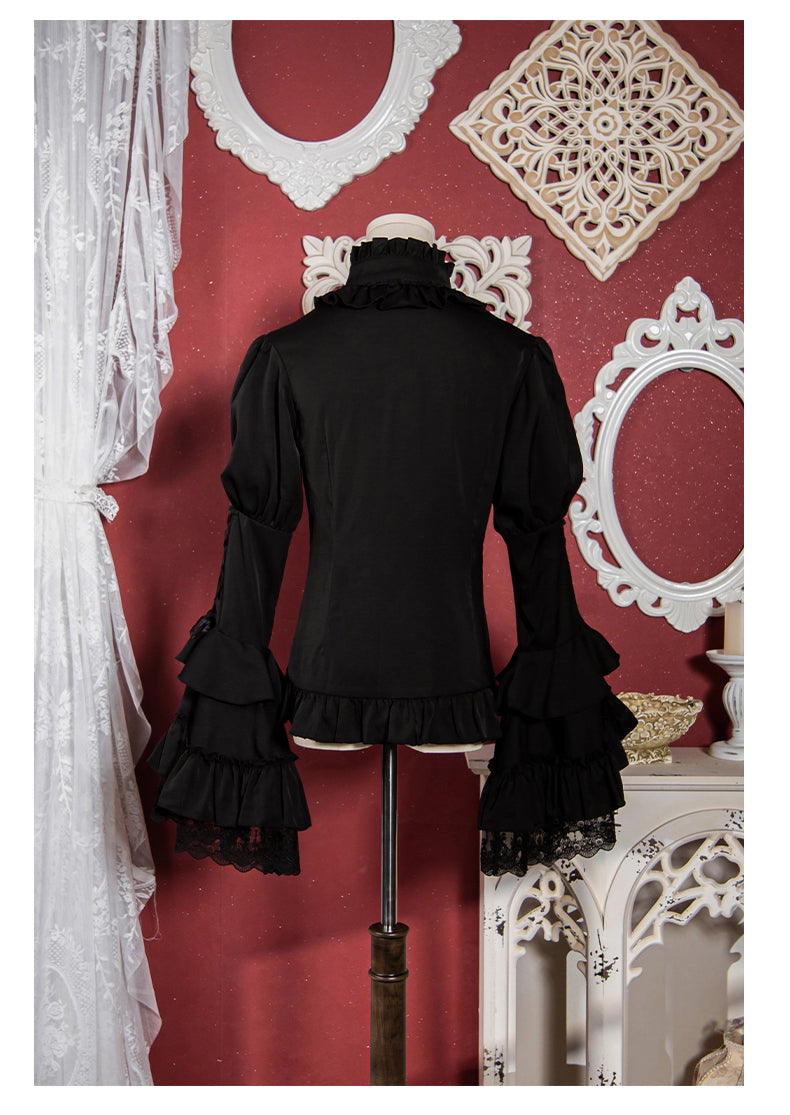 (Buyforme)Ocelot~Gothic Lolita Halloween Bat Black and White Blouse