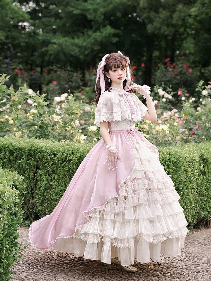 With PUJI~Nanke~Classic Lolita OP Dress Outfit with Edwardian Collar 41366:692950