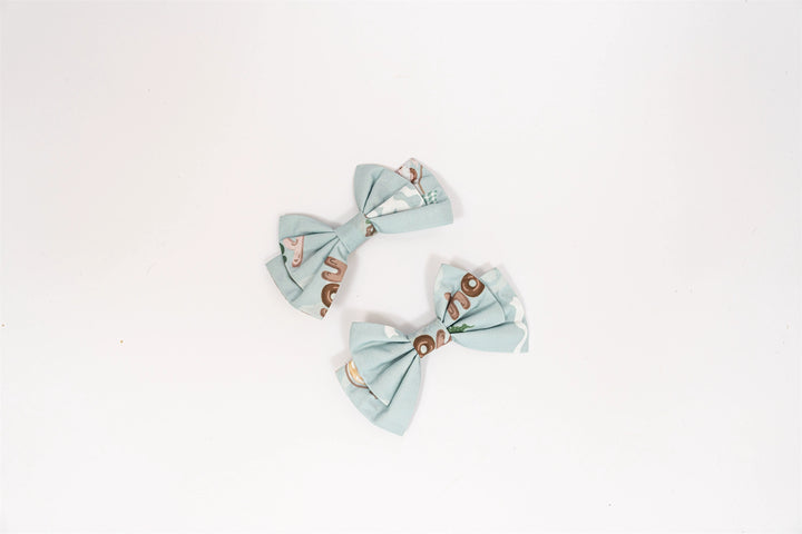 Babyblue~Bear Honey~Sweet Lolita Accessory Gingerbread Man Design Mint - Clips Only  