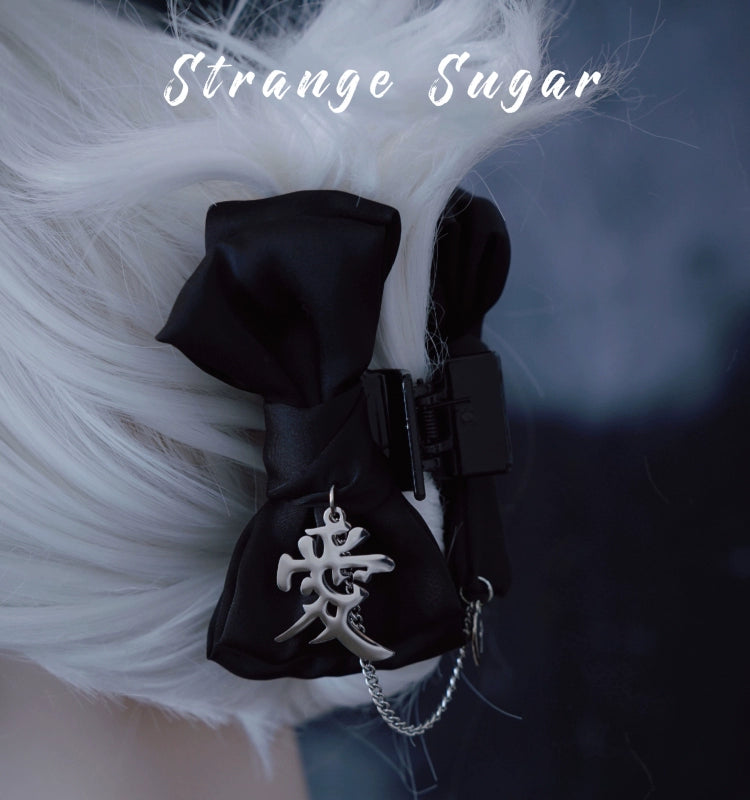 Strange Sugar - Gothic Lolita Hair Clip Alloy Bow Cross Lolita Claw Clip Accessories 2 Chinese Character + Bow