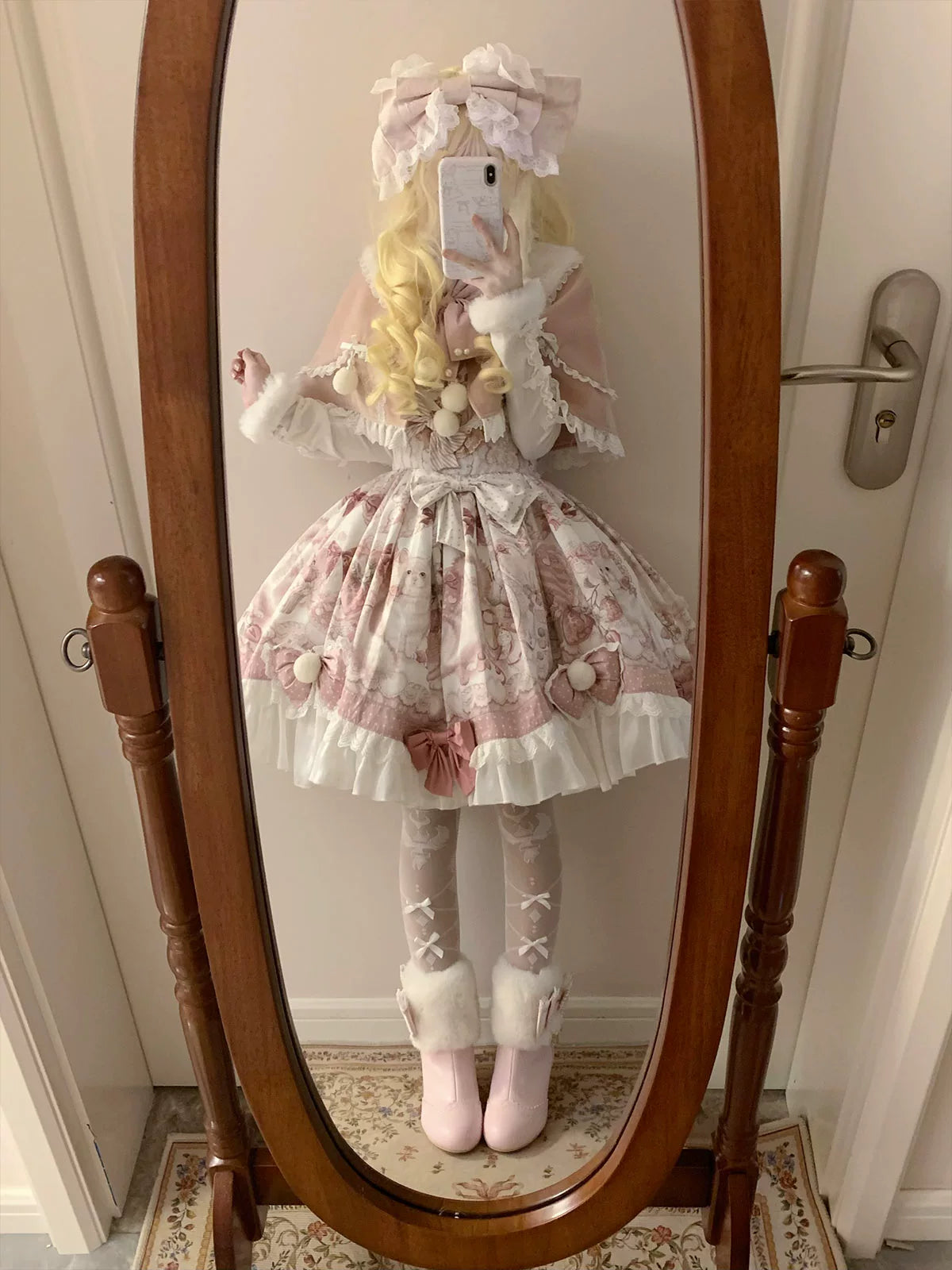 Matutu - Dessert Catlets - Sweet Lolita JSK, Strawberry And Cat Prints
