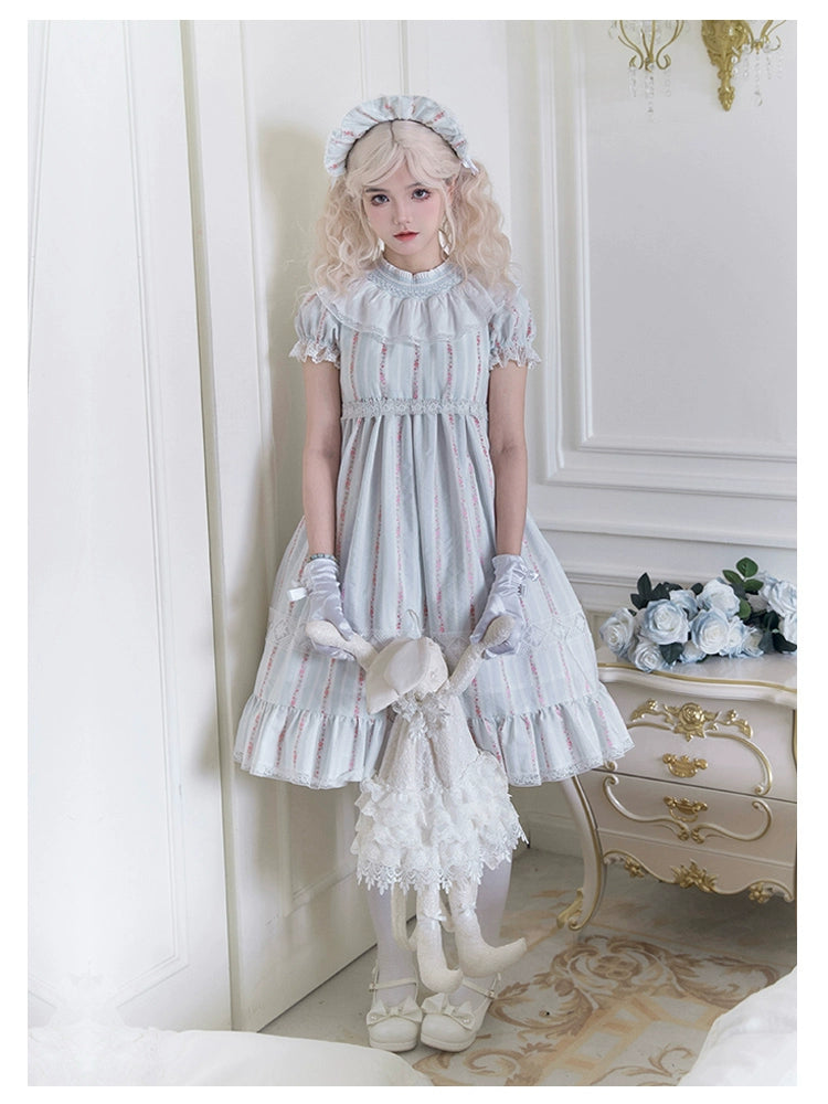 With PUJI~Annie's Dreamland~Cotton Lolita OP Dress Doll Collar Summer Dress   