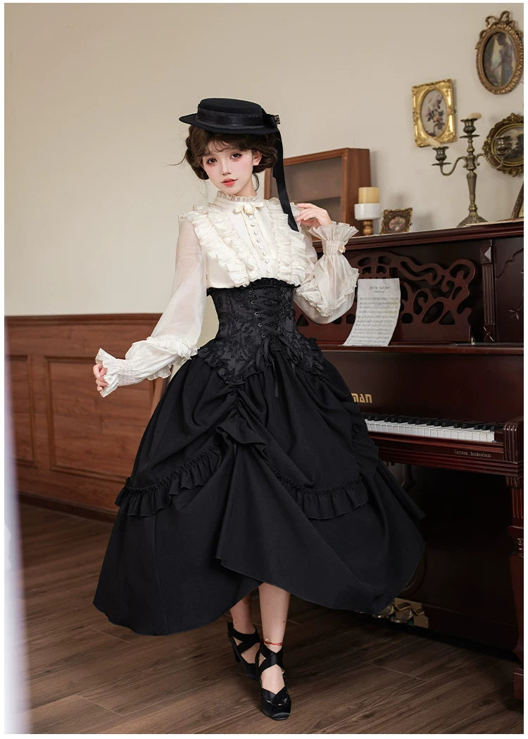 Blake - Boning Gothic Lolita Mermaid Skirt, Lifted-hem SK