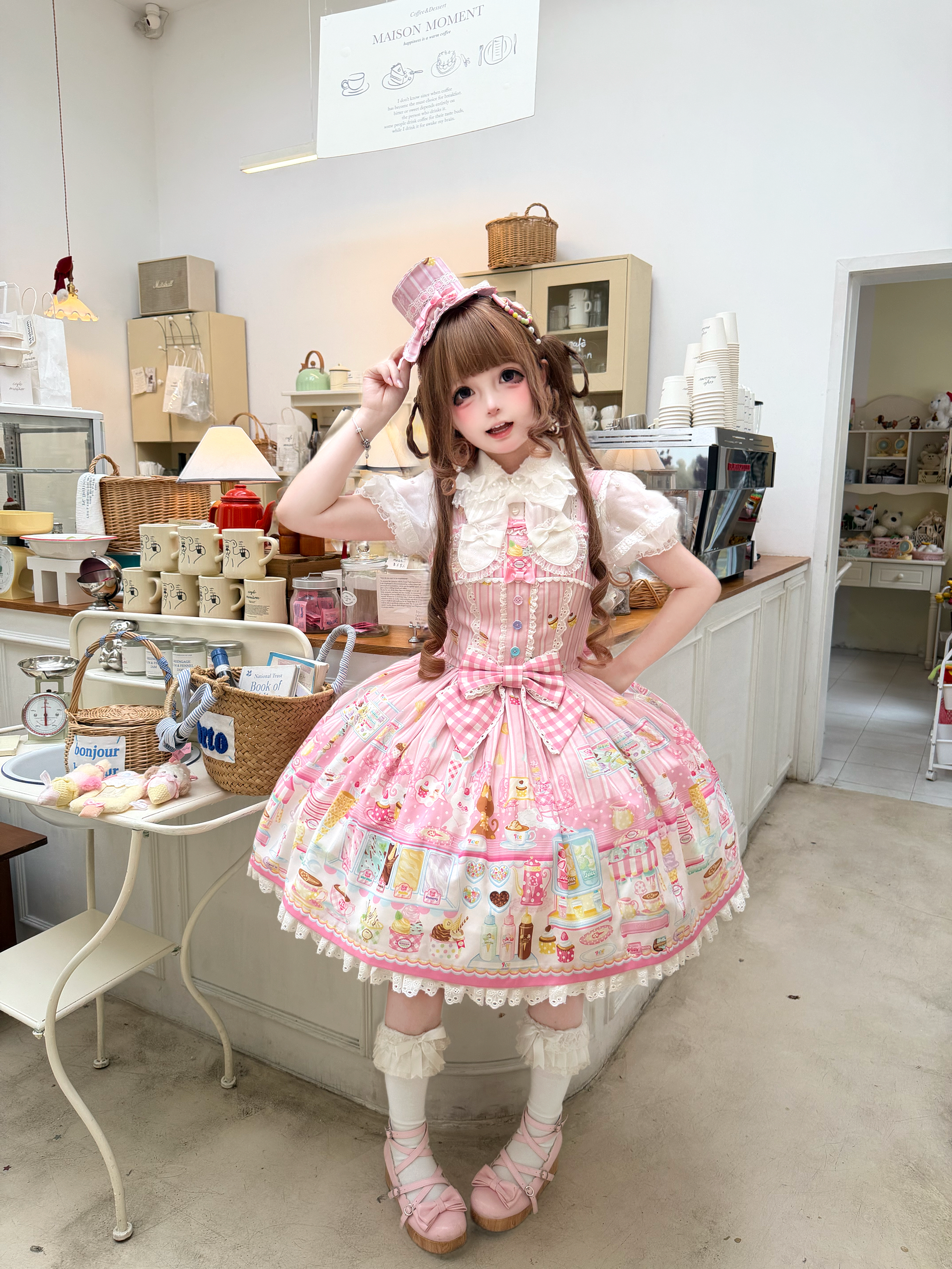 Summer Ice Cream Tale - Old School Lolita Ice Cream Printed OP & JSK Dress 45684:858642