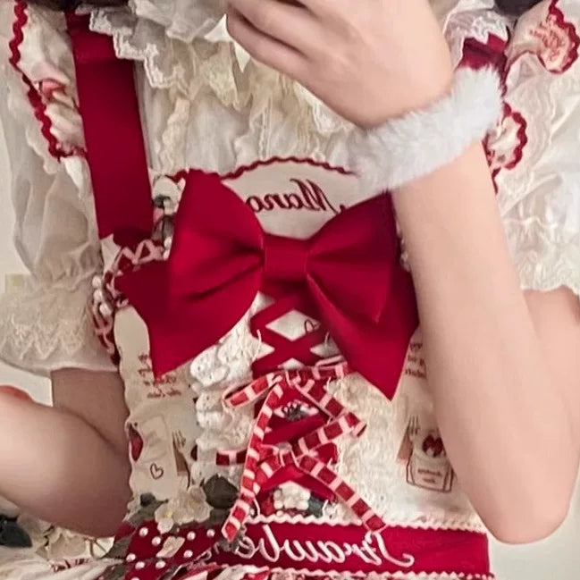 Strawberry Garden - Sweet Lolita JSK & OP Dress, Strawberry Print (2XL L M S XL) 44455:809998