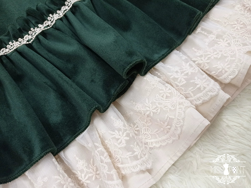 (BFM)Miss Point~Customized Lolita Dress Vintage Elegant Velvet OP Dress 32520:391734