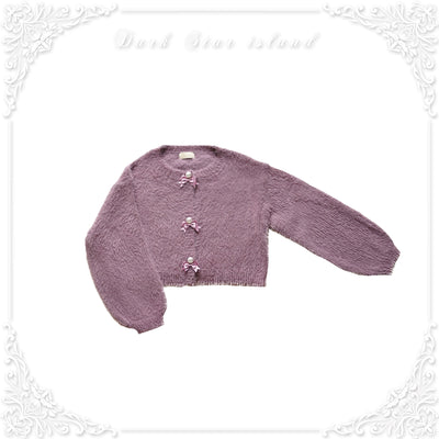 Dark Star Island~Little Fluffy~Winter Vintage Lolita Cardigan Warm Thick Sweater Purple Free size 
