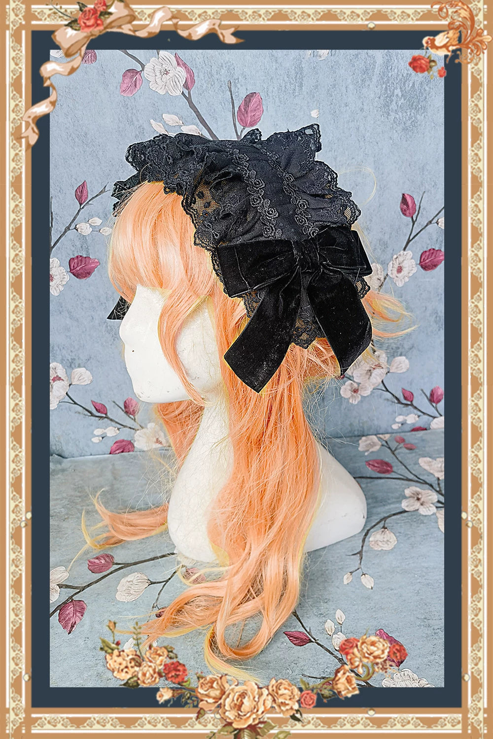 Canon Of Floral Melody - Gothic Lolita Black JSK Dress, Jacquard Pattern