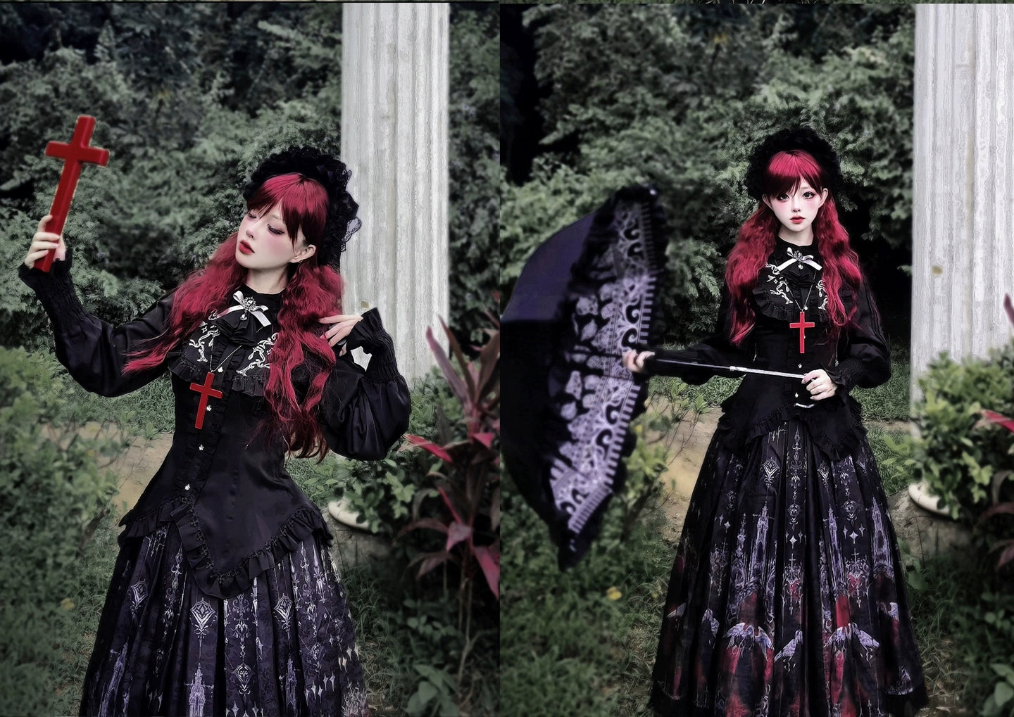 Luoluan Lolita - Fallen Angel - Printed Gothic Lolita Skirt Outfit 43909:788859