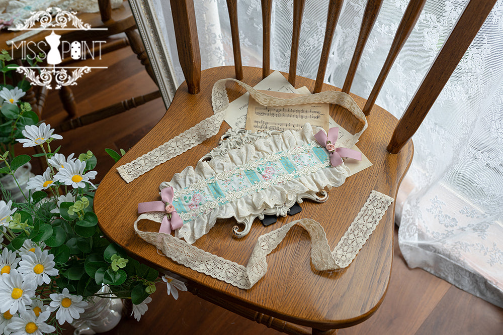 Miss Point - Happy Summer Cute Lolita Hairdband Straw Hat green stripe hairbband