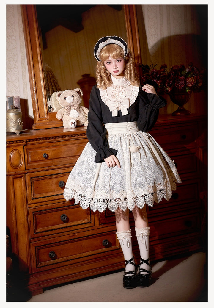 With PUJI~Twilight Choir~Twin Lolita OP Suit Loose Version Dress with Apron