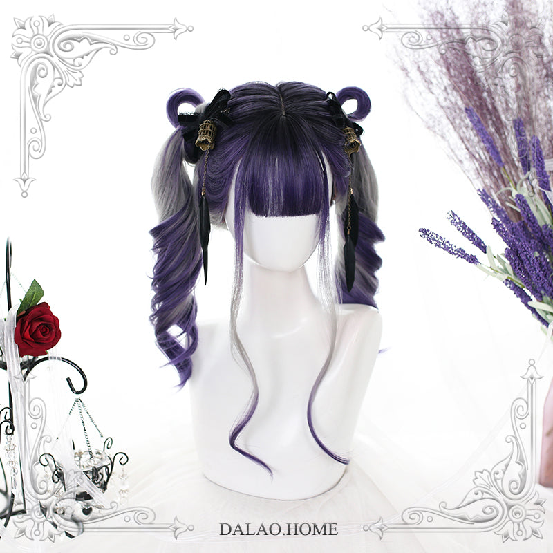 Dalao Home~Grape Soda~Gradient Purple Lolita Wig With Big Waves   