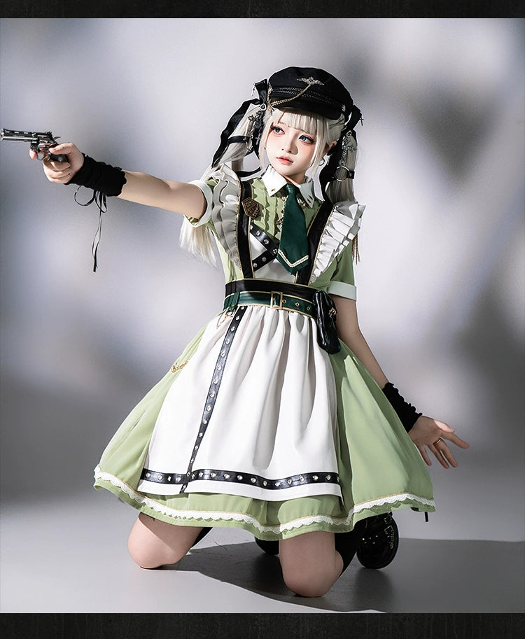Forest Fluorescent Carps~Girl's Weapon~Military-Inspired Maid Lolita OP Suit