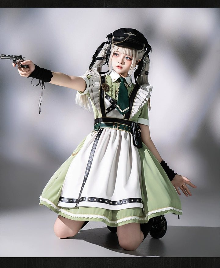 Forest Fluorescent Carps~Girl's Weapon~Military-Inspired Maid Lolita OP Suit