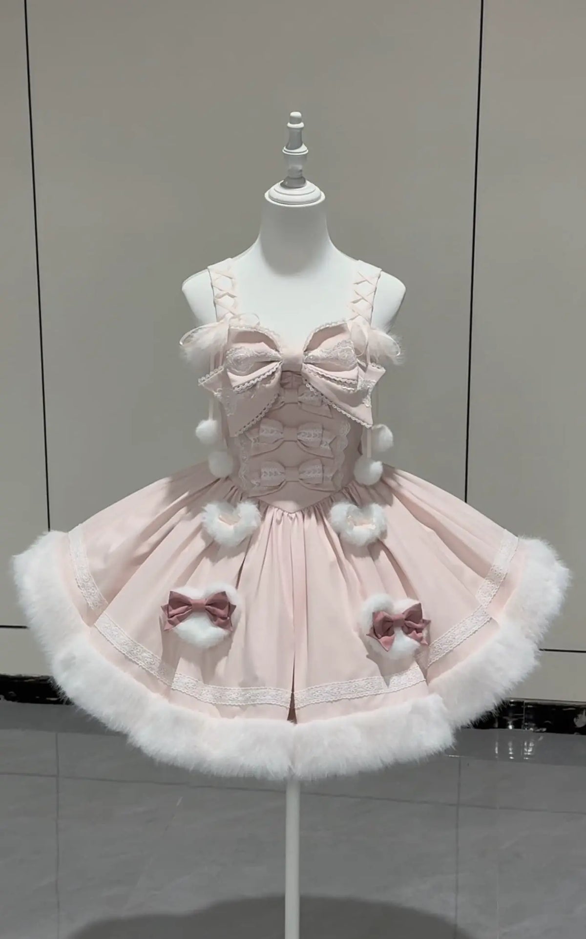Sweet Dream Bunny - Sweet Lolita Cape & JSK Dress Set, Faux Fur Bunny Ear 46120:875851
