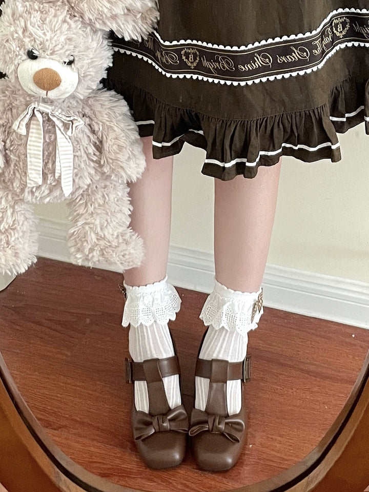 Dolly Doll~Sweet Lolita Heel Shoes Square Toe T-Strap Chunky Heel Shoes   