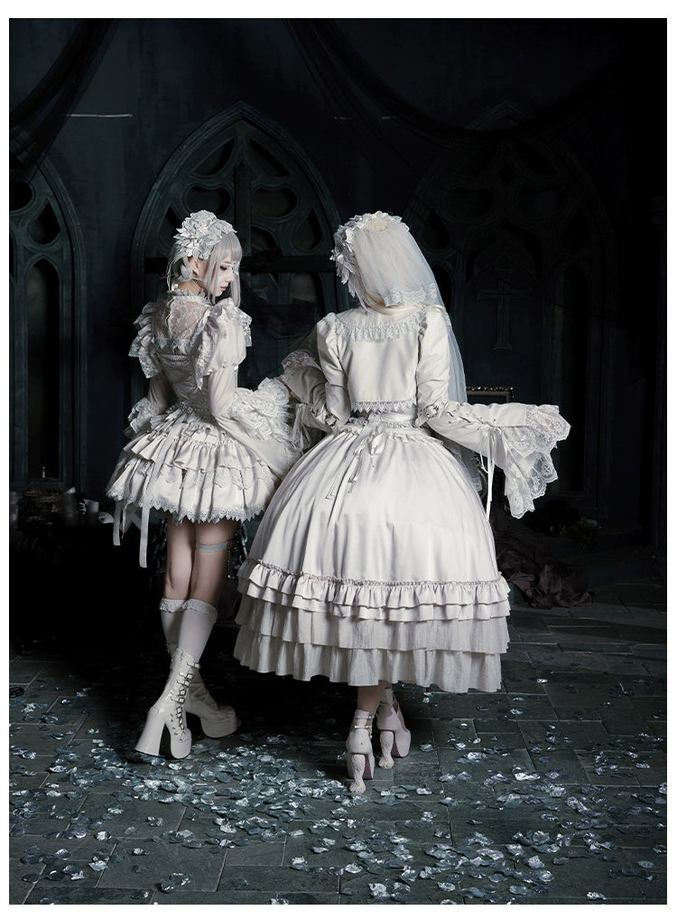 With PUJI - Letter and Poetry · Humanoid Robot - Silver Gothic Lolita Mermaid Skirt Set 43861:787638