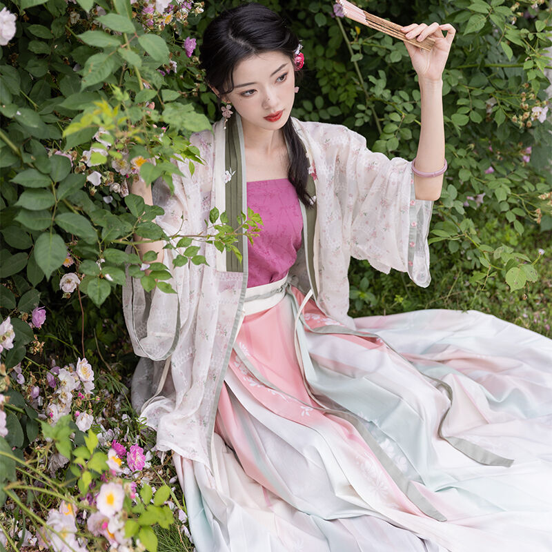 Chixia~ Han Lolita Elegant Pink-white Horse Face Skirt   