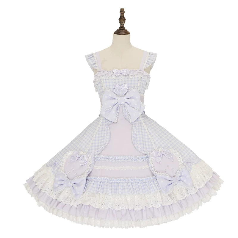 Strawberry Momo Party - Sweet Lolita OP and JSK, Strawberry Print and Cake Embroidery (L M S XL XS) 45548:853167