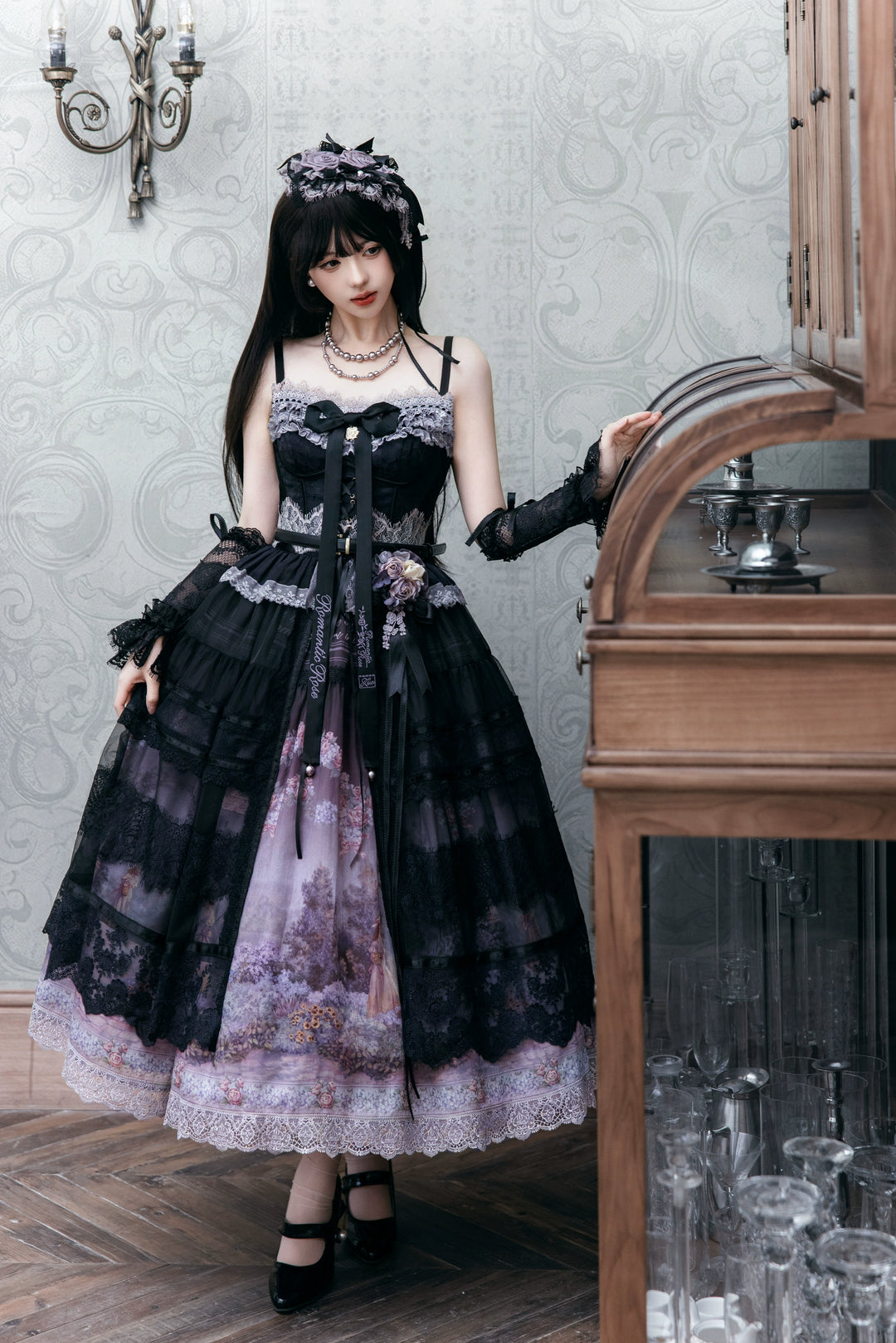 ZUOlanrichen~Romantic Rose~Classic Lolita Dress Set Printed JSK Skirt with Bodice 42157:729086