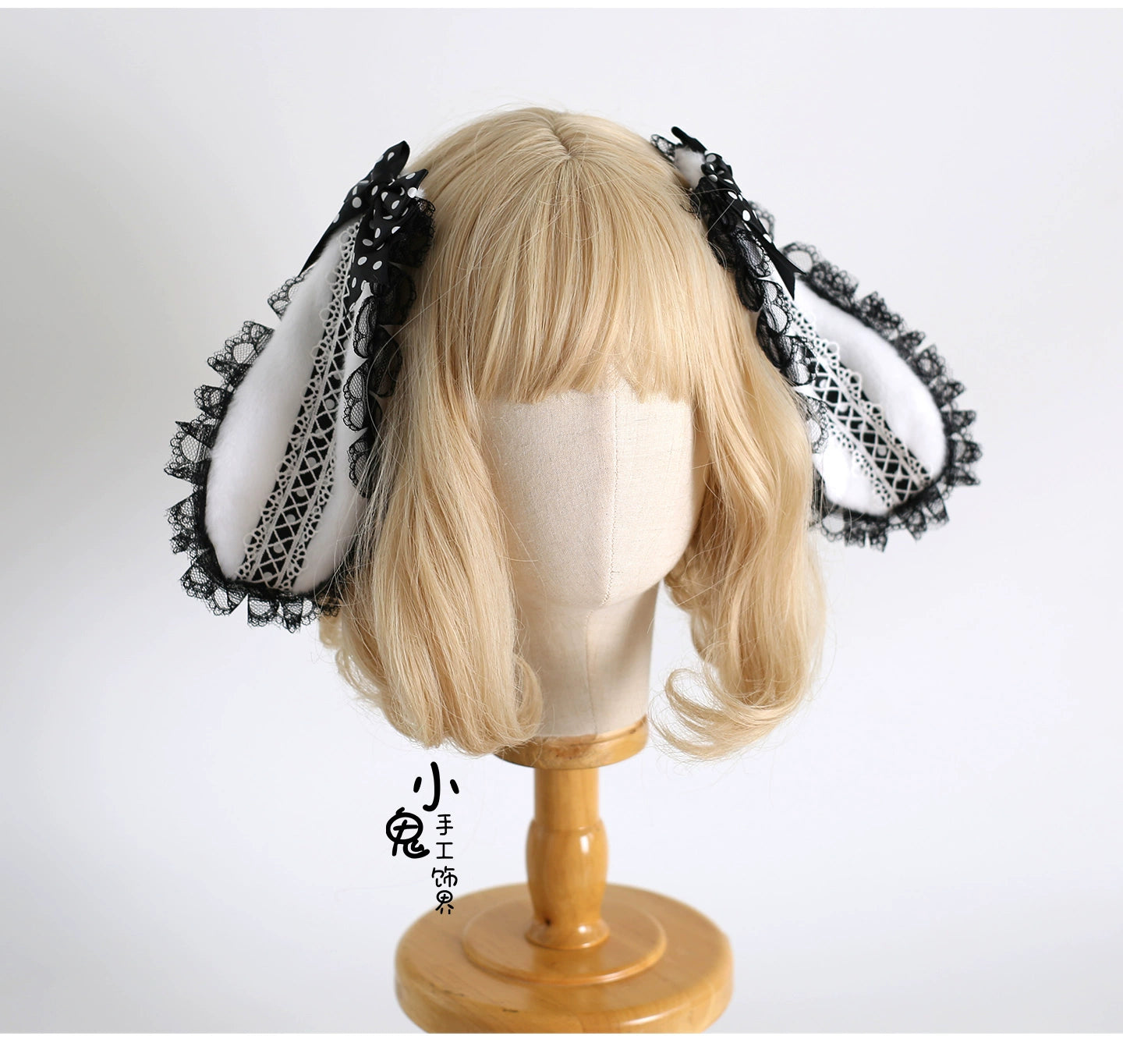 Xiaogui - Polka Dot Lolita Headdress, Detachable Bunny Ear 44136:796593
