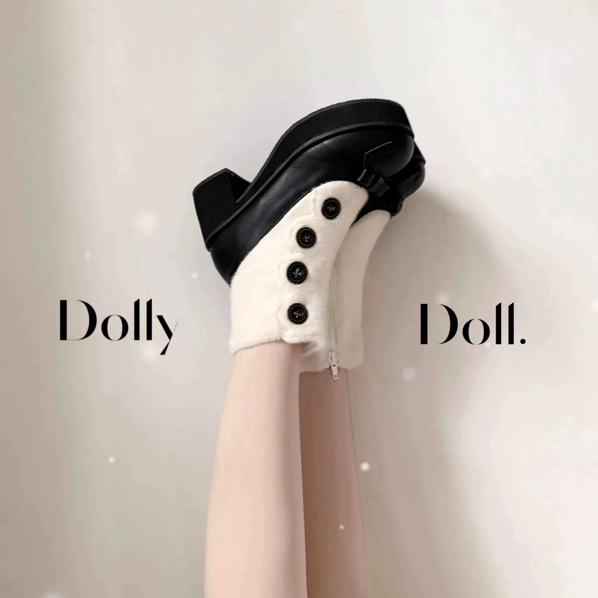 Dolly Doll~Winter Lolita Boots Fur Mary Jane Lolita Low Heel Shoes 32674:403472