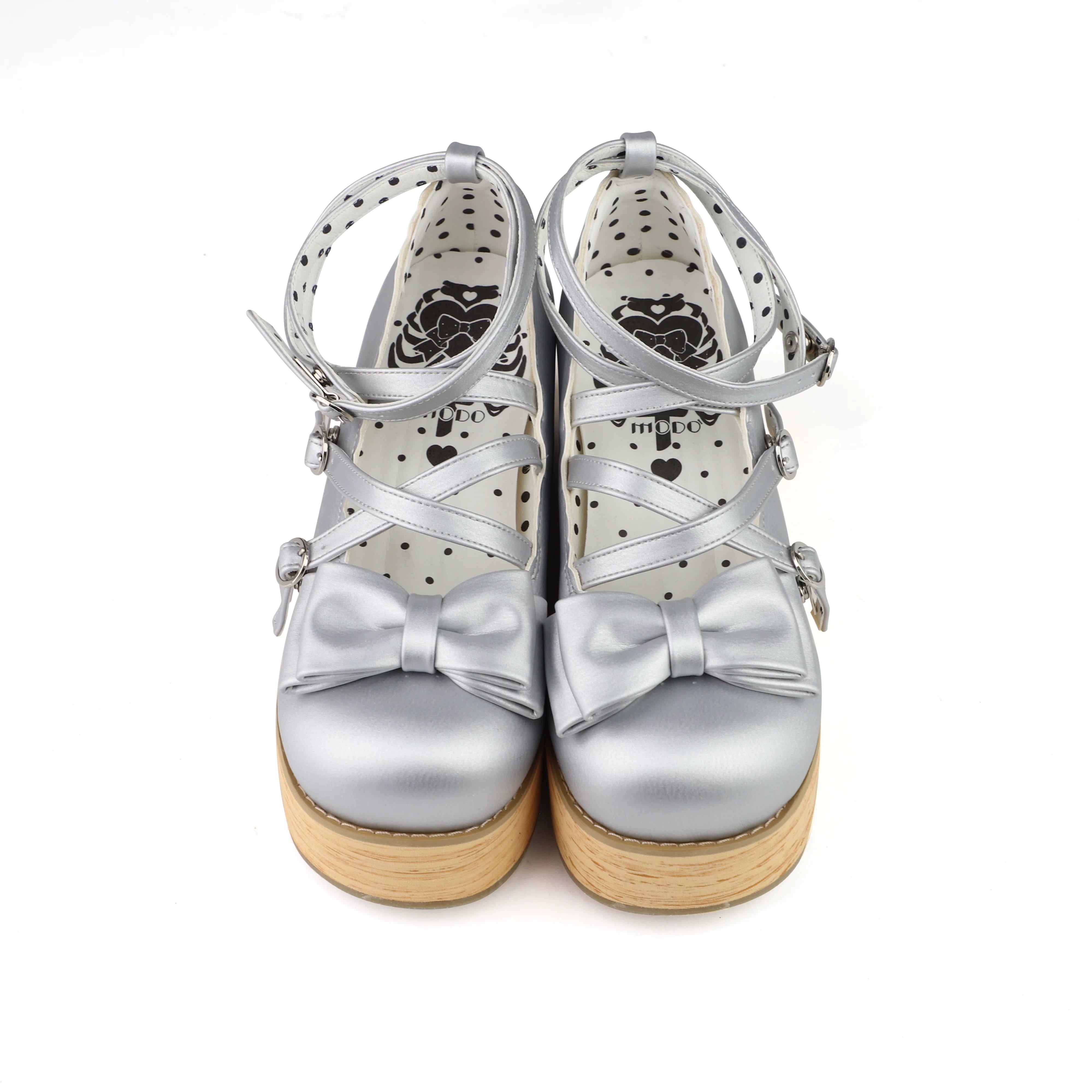 Puff Tata - Sweet Lolita Platform Shoes, Adjustable Straps (Silver / 34 35 36 37 38 39 40 41) 44805:822557