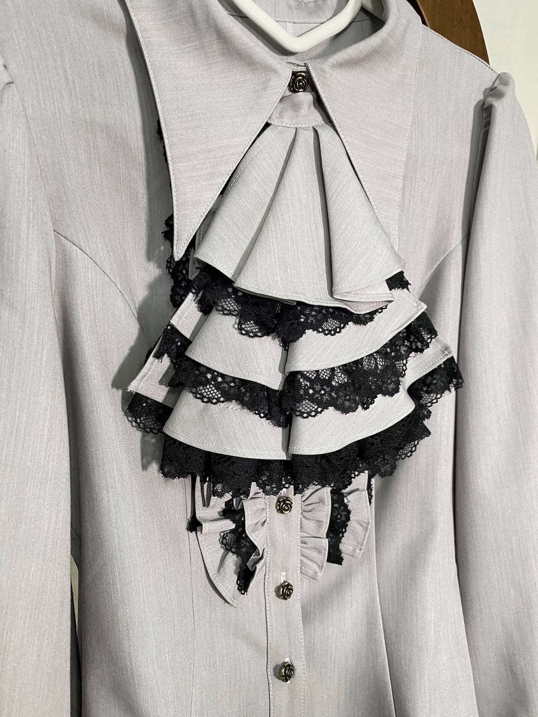 Little Dipper~Tiered Gothic Lolita Jabot Lace Jabot Light Gray Jabot Only  