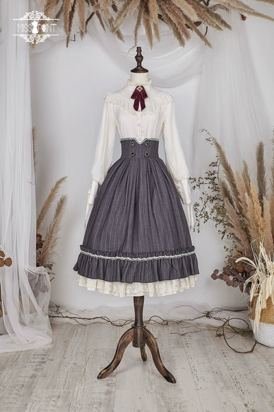 Miss Point~Rose Doll~Elegant Lolita Striped Fishbone Skirt   