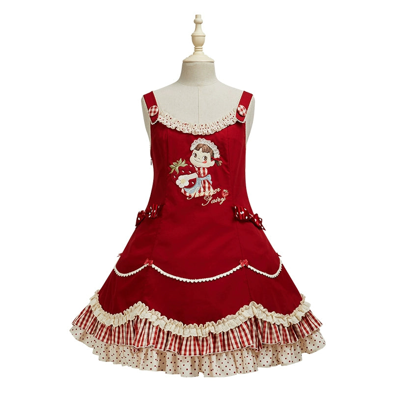 Summer Fairy - IP Collab Kawaii Lolita Dresses OP Home Wear Salopette Cardigan SK XS Salopette - red