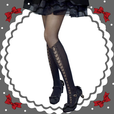 (Buyforme)WUXIAOLIU~Lolita JK Uniform Black Pantyhose   