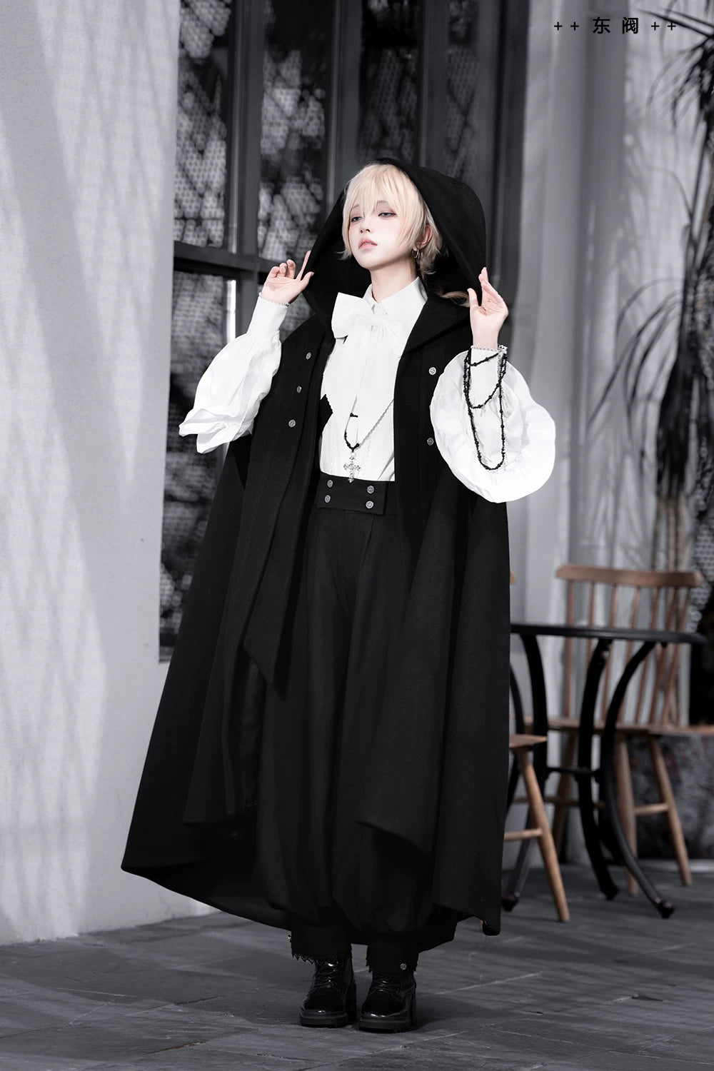 Codename 003 - Ouji Lolita Shirt and Pants Set, Hooded Cape