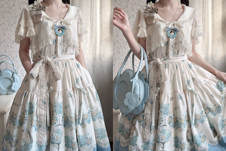 DreamWhale~Floral and Bird Series~Classic Lolita JSK Suit Floral Print Dress 40910:679584