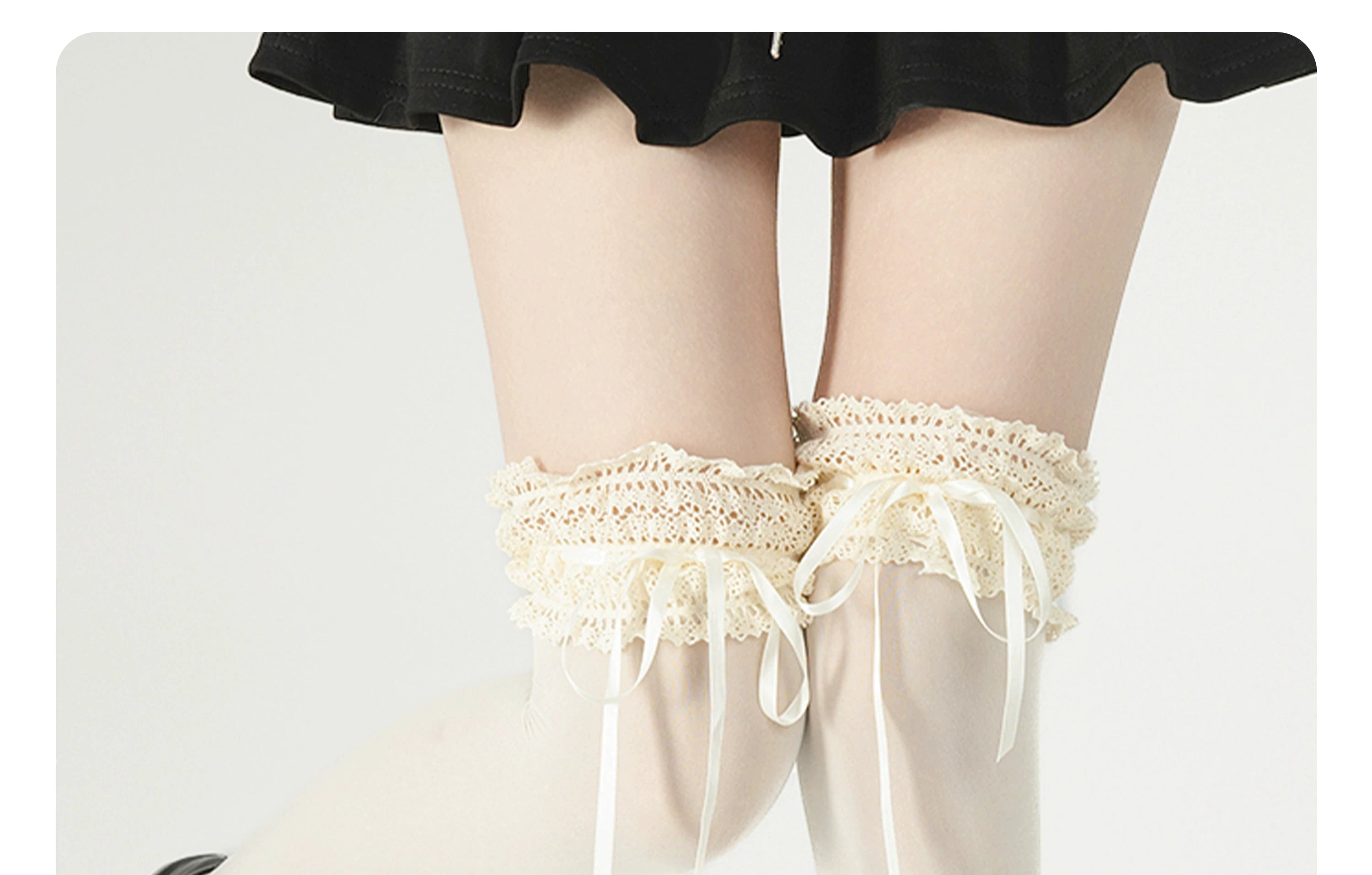 Classic Lolita Socks, Lace Ruffles & Ribbon Bows