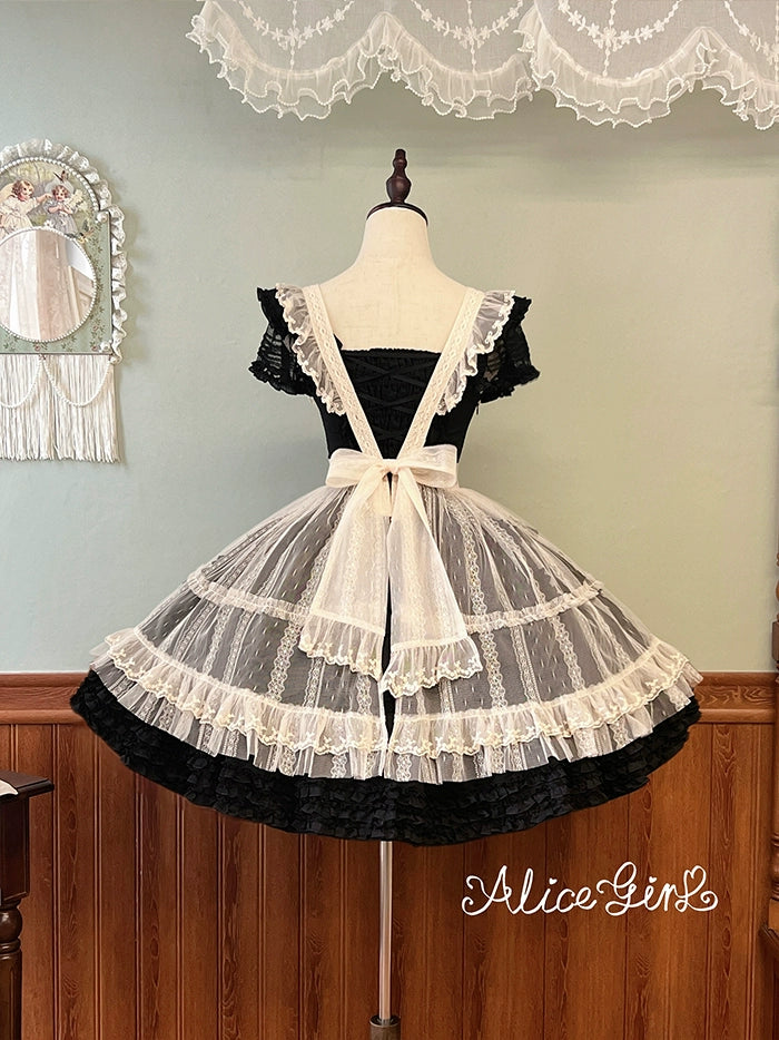 Alice Girl~Elegant Lolita Embroidered Apron with Adjustable Strap 42988:761089