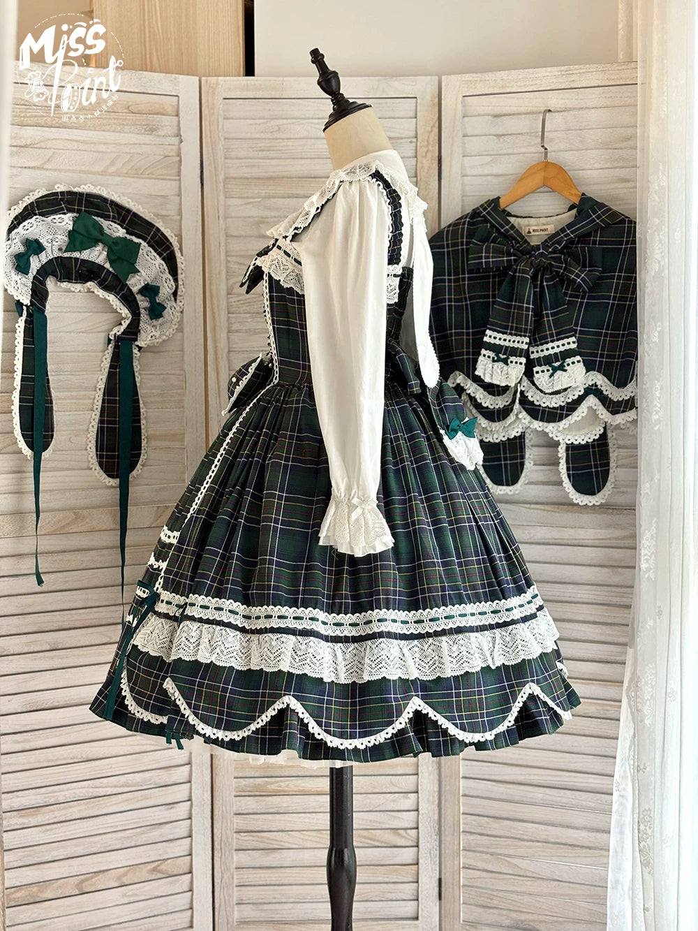 Plaid Petal Bunny - Old School Lolita Plaid JSK Dress, Side Pockets 44674:818443