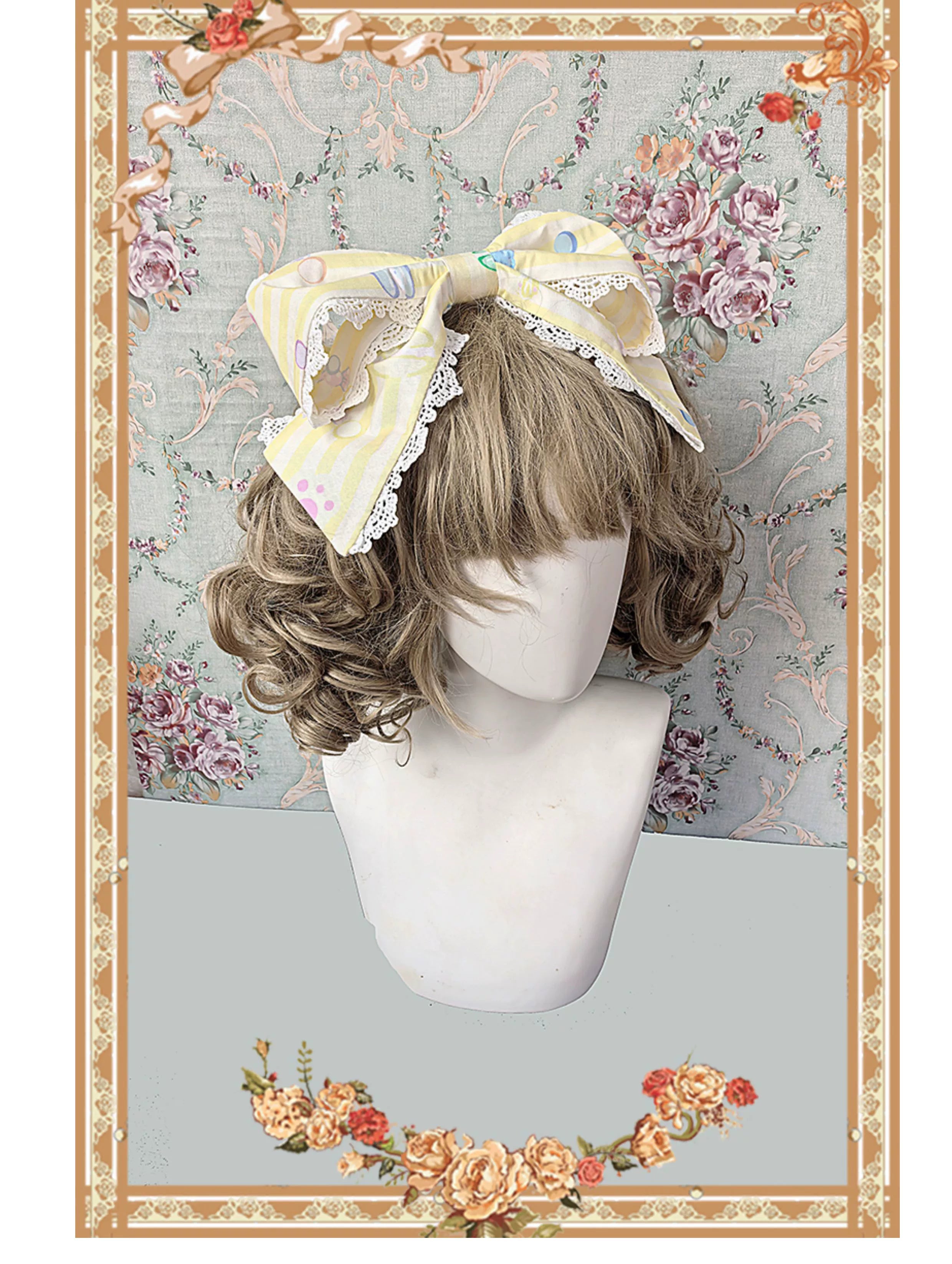 Infanta - Macaron Dolly House - Sweet Lolita OP Printed Dress, Side Zipper Yellow KC Only (one size / choose M) S