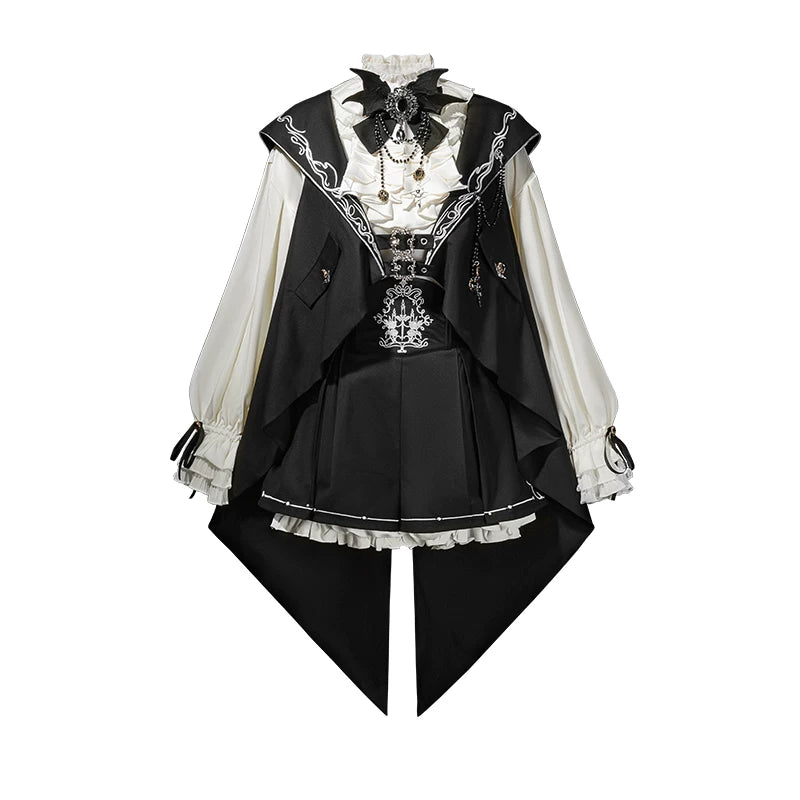 Bunny Ear Meteorite - Embroidered Ouji Lolita Set, Hooded Vest (L M S XL) 44899:826873