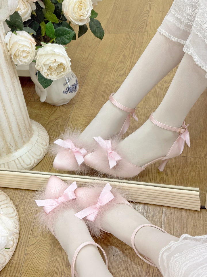 Pure Tea For Dream~Swan Lake~Sweet Lolita Shoes Satin Lolita Hight Heels